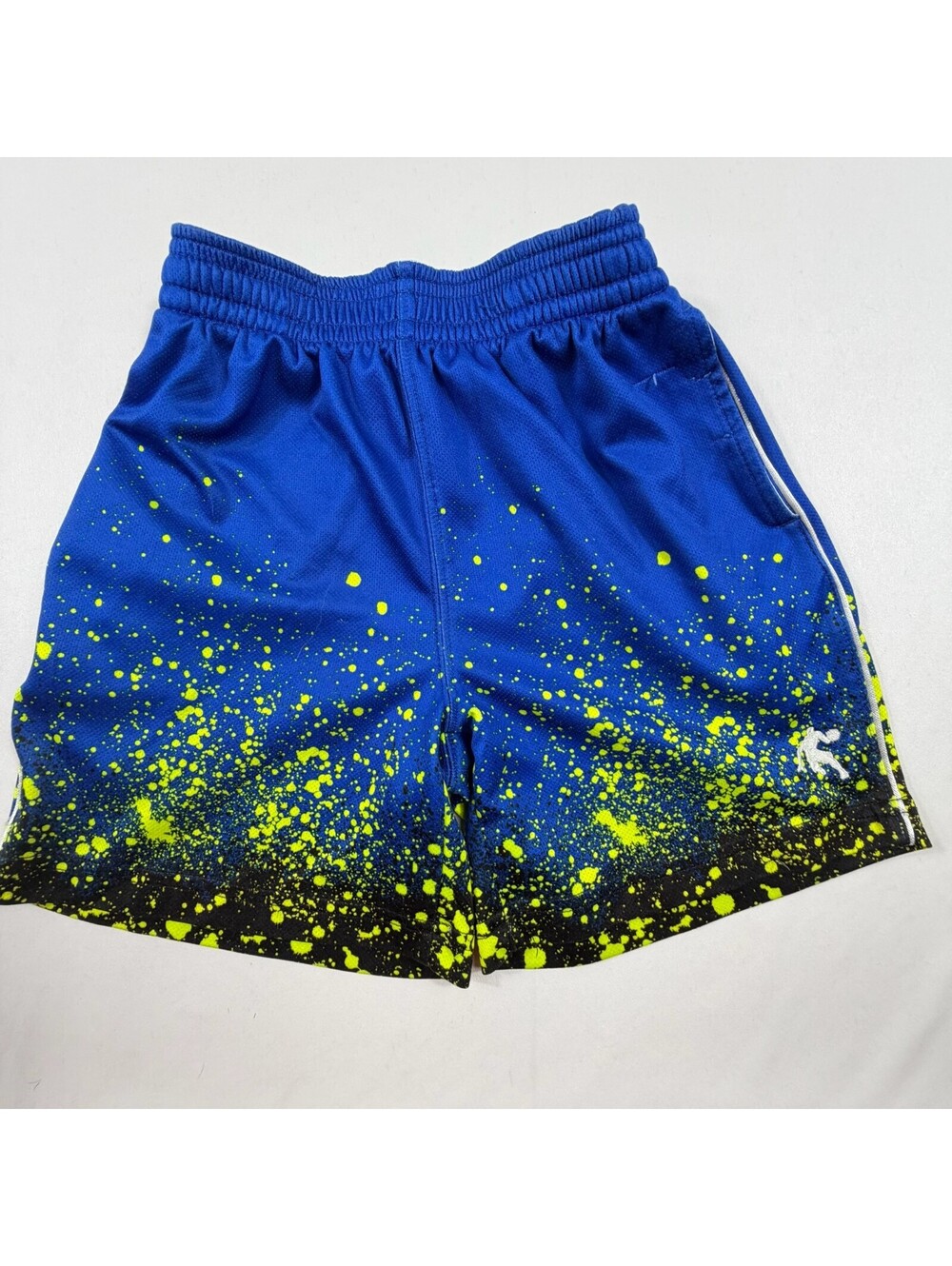 And1 Boys' Blue and Yellow Splatter Basketball Shorts XS (4/5)